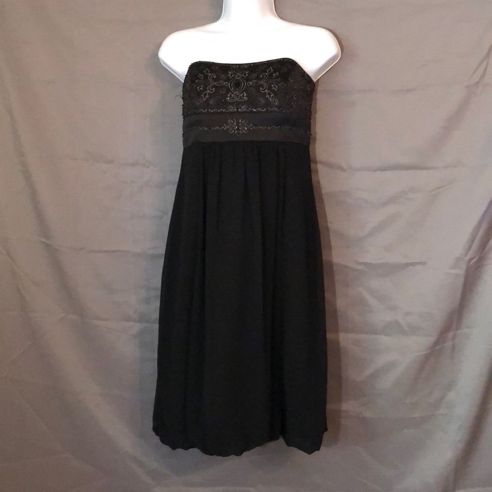 Strapless Classic Black Dress with Beadwork
